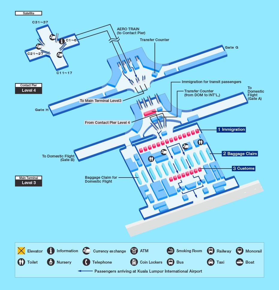 klia টার্মিনাল মানচিত্র