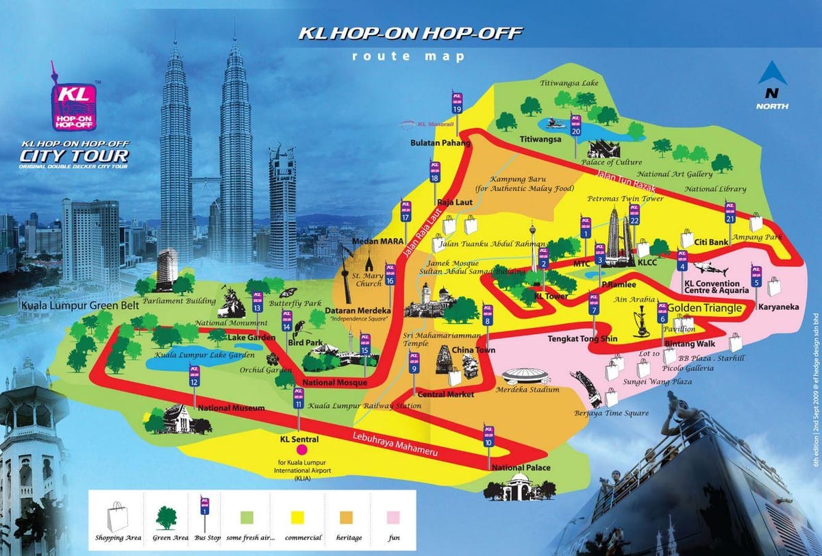 কুয়ালালামপুর হপ অন হপ অফ রুট ম্যাপ