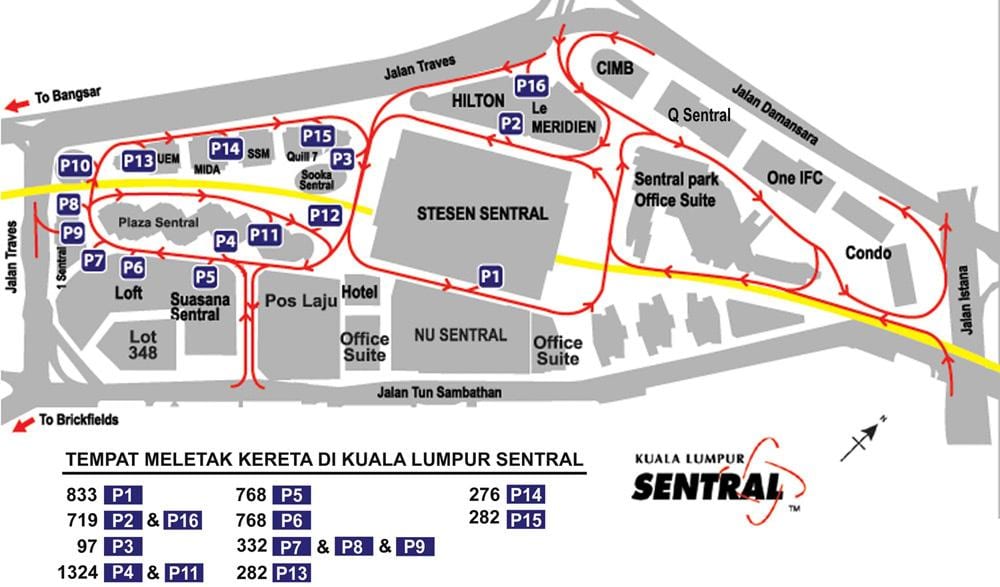 sentral স্টেশন কুয়ালালামপুর মানচিত্র