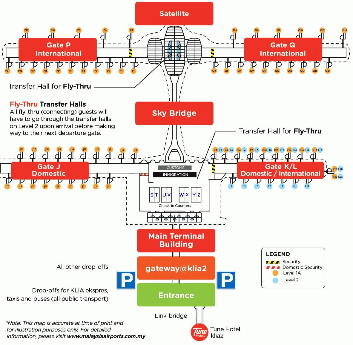 klia বিমানবন্দর টার্মিনাল মানচিত্র